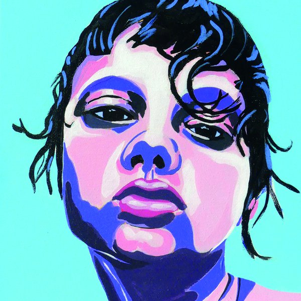 sebastain richter_sarah_acryl_auf_leinwand_2023 Das Gemälde zeigt das abstrahierte Portrait einer jungen Frau.