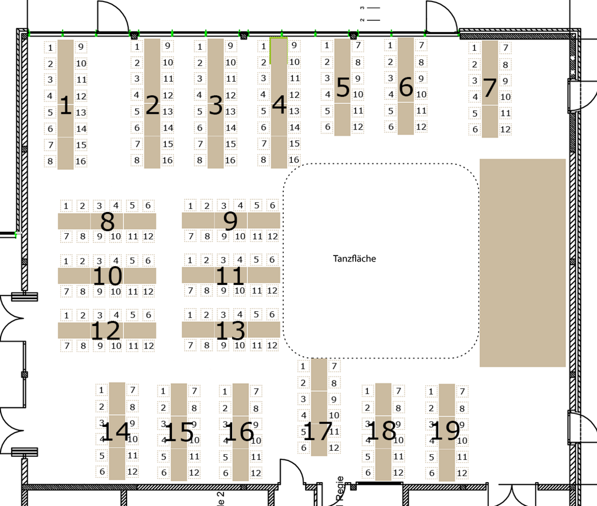 Saalplan 244 Plätze