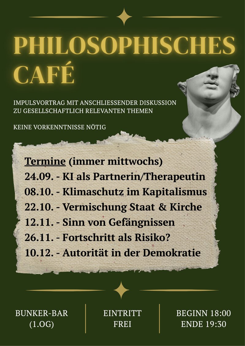 Philosophisches Café im Bunker-D: Termine WS 25/26