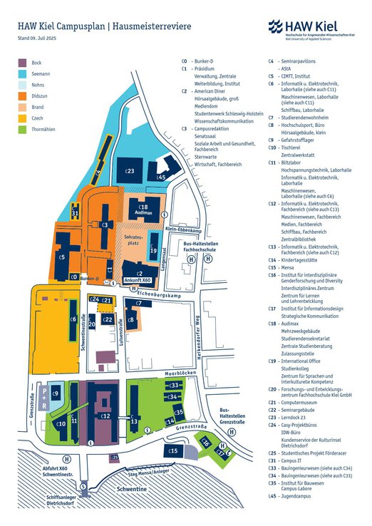 Lageplan Hausmeisterreviere