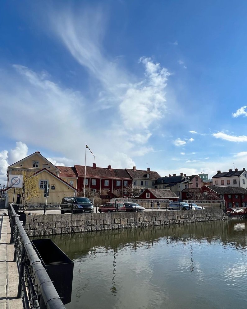 Fjord mit typisch schwedischen Häusern