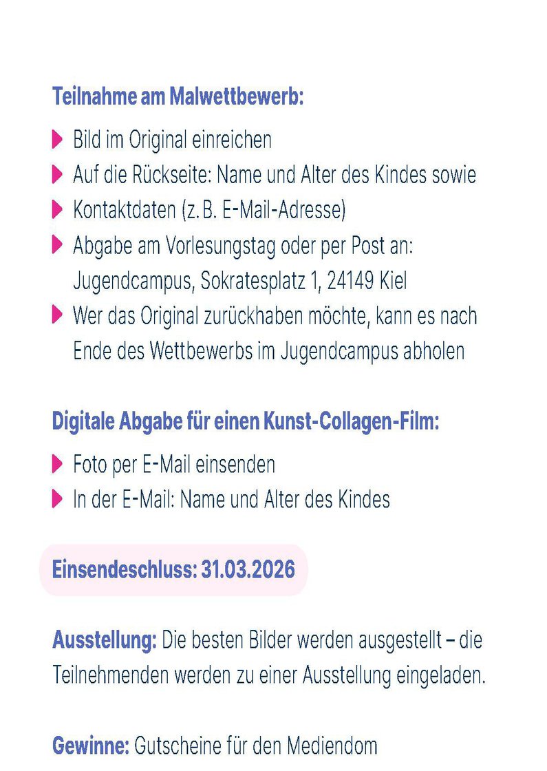 Die wichtigsten Informationen zum Malwettbewerb