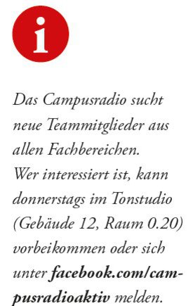 Die Grafik zeigt eine Stellenausschreibung des CampusRadioAktiv.