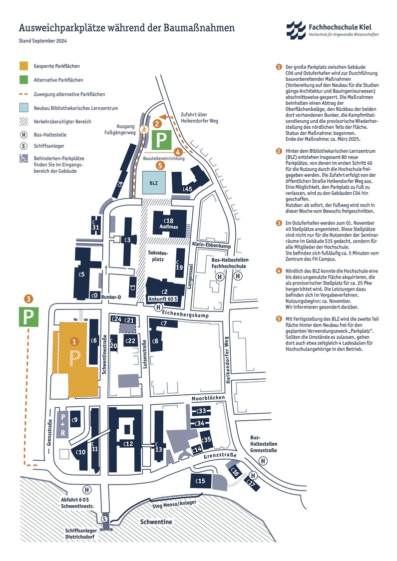 Parkplätze FH-Kiel mit Beschreibung