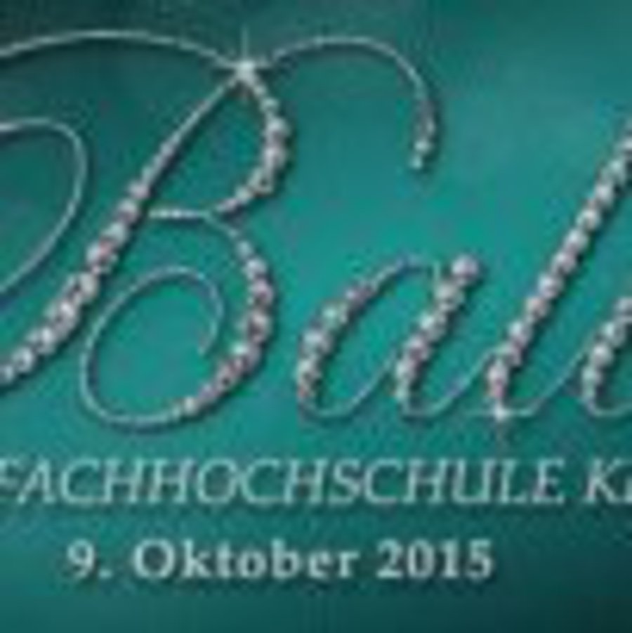 Die Grafik zeigt eine mitternachts grüne Einladung zu dem Ball 2015 der FH Kiel.