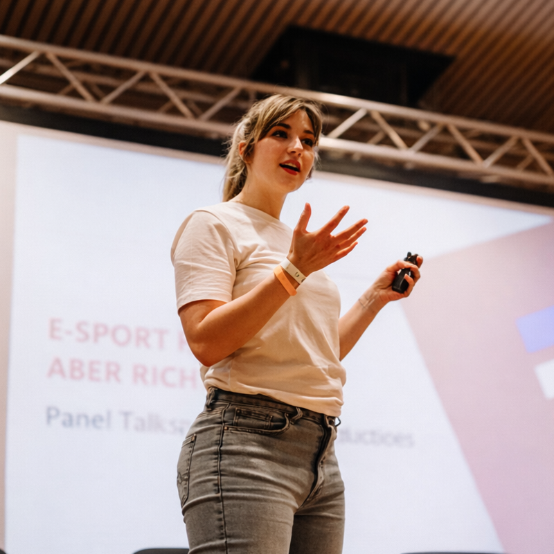 Eine Frau auf einer Bühne