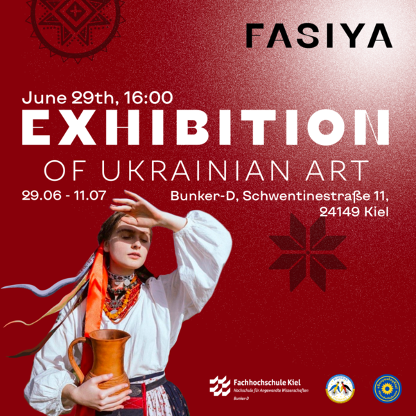 Plakat der Sonderausstellung ukrainischer Kunst im Bunker-D.