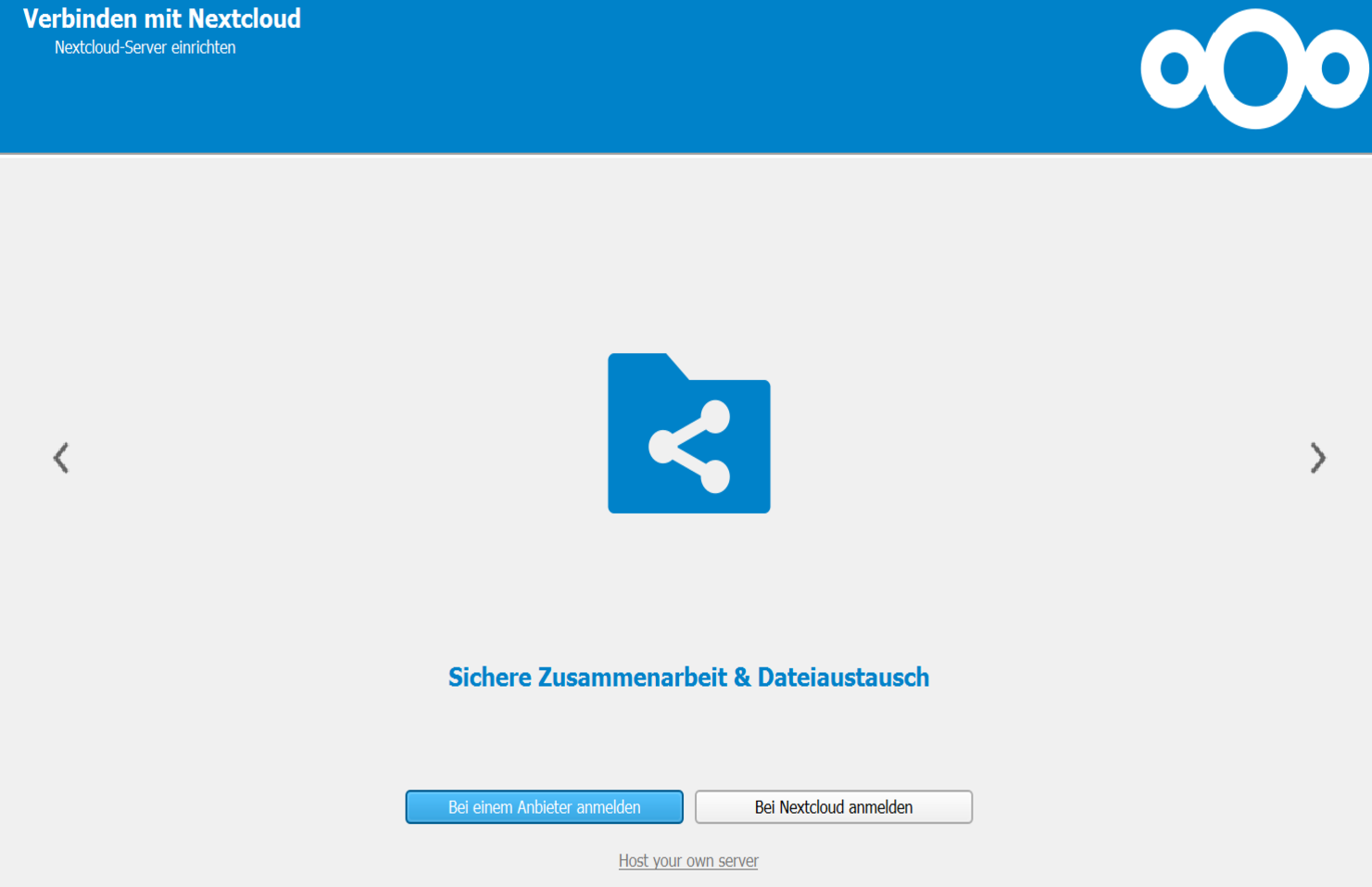 Screenshot Setup Nextcloud