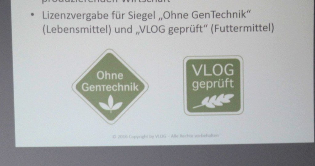 Der Bildausschnitt zeigt die Gütesiegel "Ohne Gertechnik" und "VLOG geprüft".