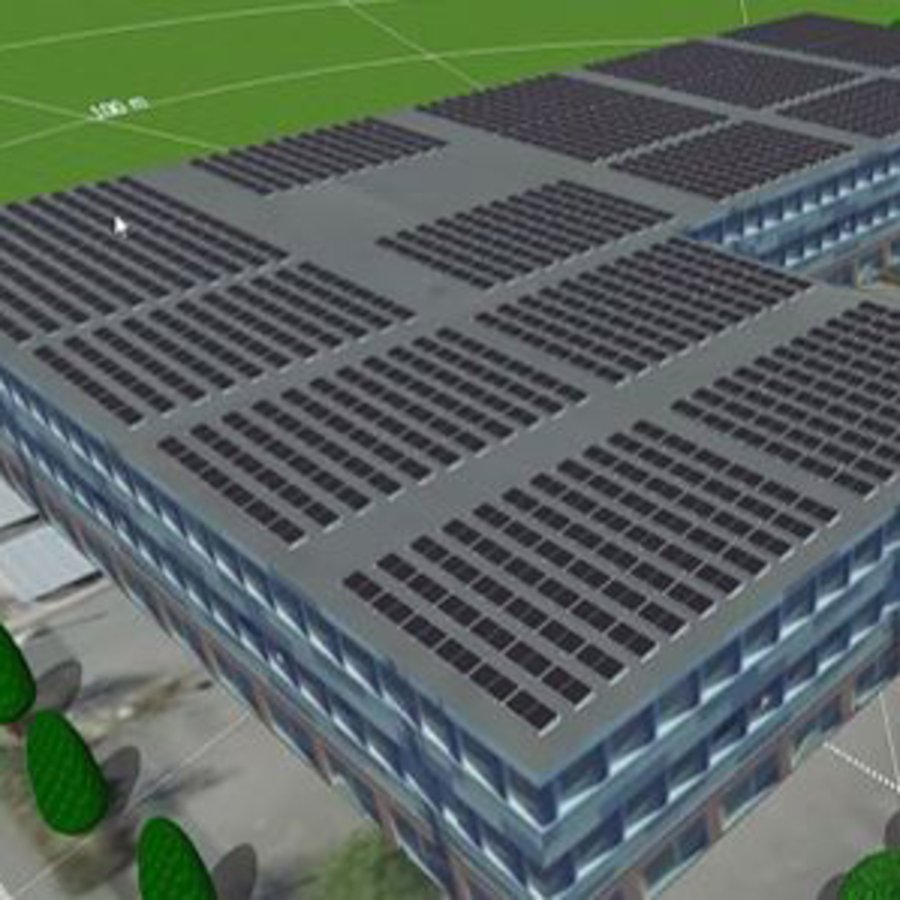 Visualisierung eines fiktiven Gebäudes auf dem FH-Campus