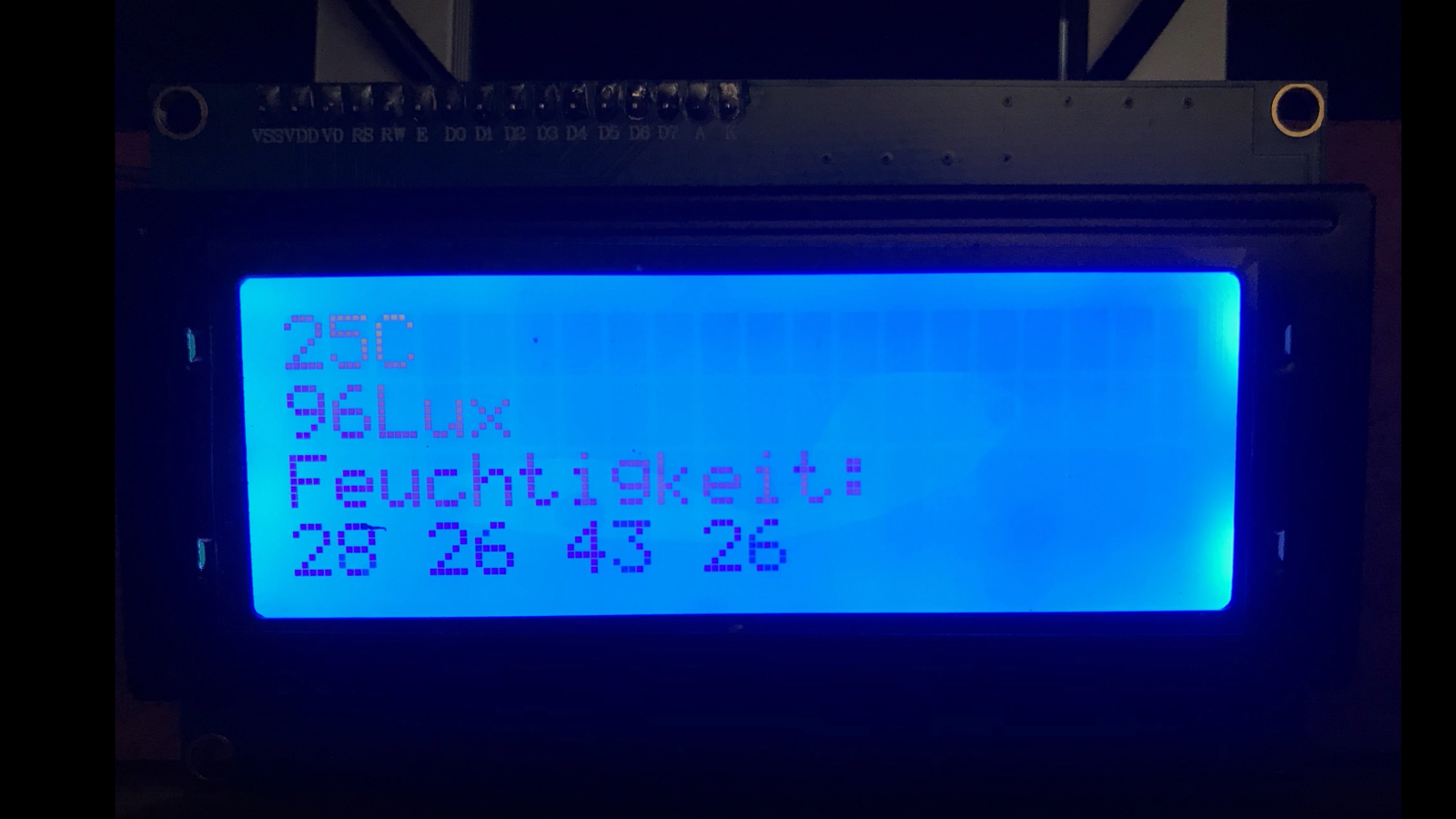 Blick auf das Display des Mikrocontrollers.