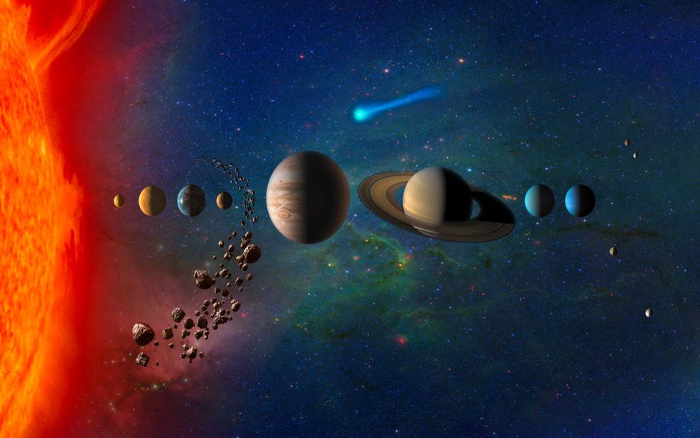 Artistische darstellung des Sonnensystems