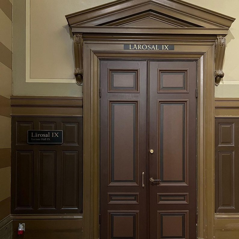 Alte verzierte Holztür in der Universität