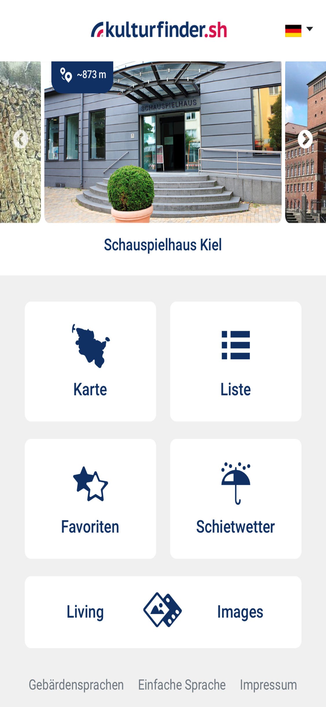 Nach Region oder nach Wetterlage wirft der KULTURFINDER.SH Einrichtungen im Land aus. Foto: Screenshot