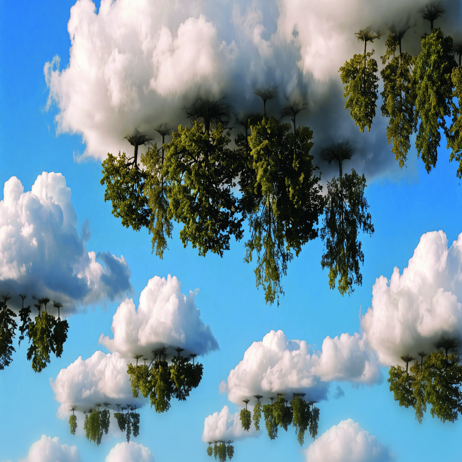 Wolken mit umgedrehten Bäumen