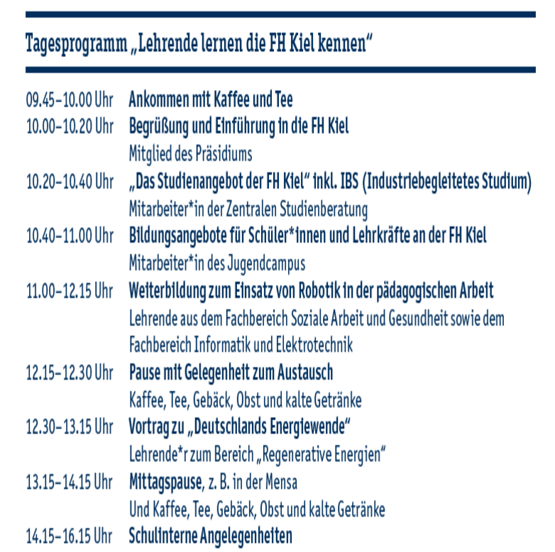 Beispiele für einen ganzen SET an der FH Kiel Beispiele für einen ganzen SET