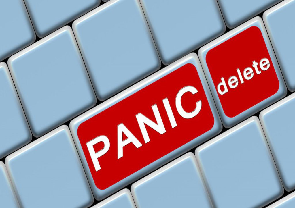 Die Grafik zeigt einen Asuschnitt einer Tastatur mit den Knöpfen "PANIC" und "delete"