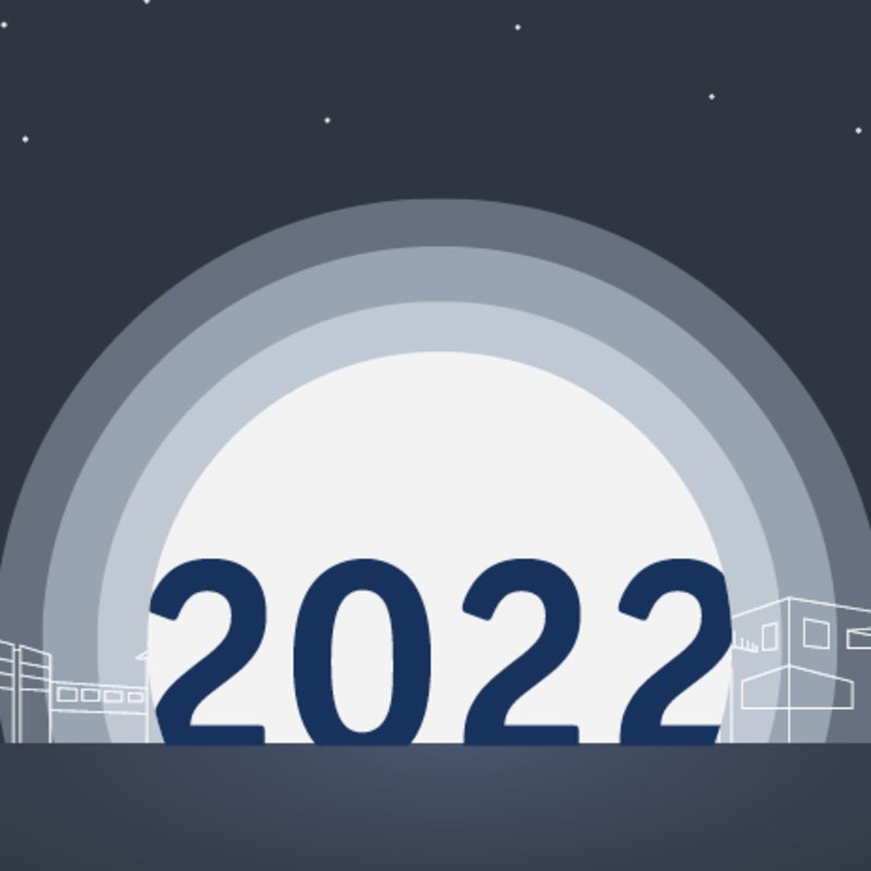 Die Skyline der FH Kiel als Zeichnung, in der Mitte die Jahreszahl 2022