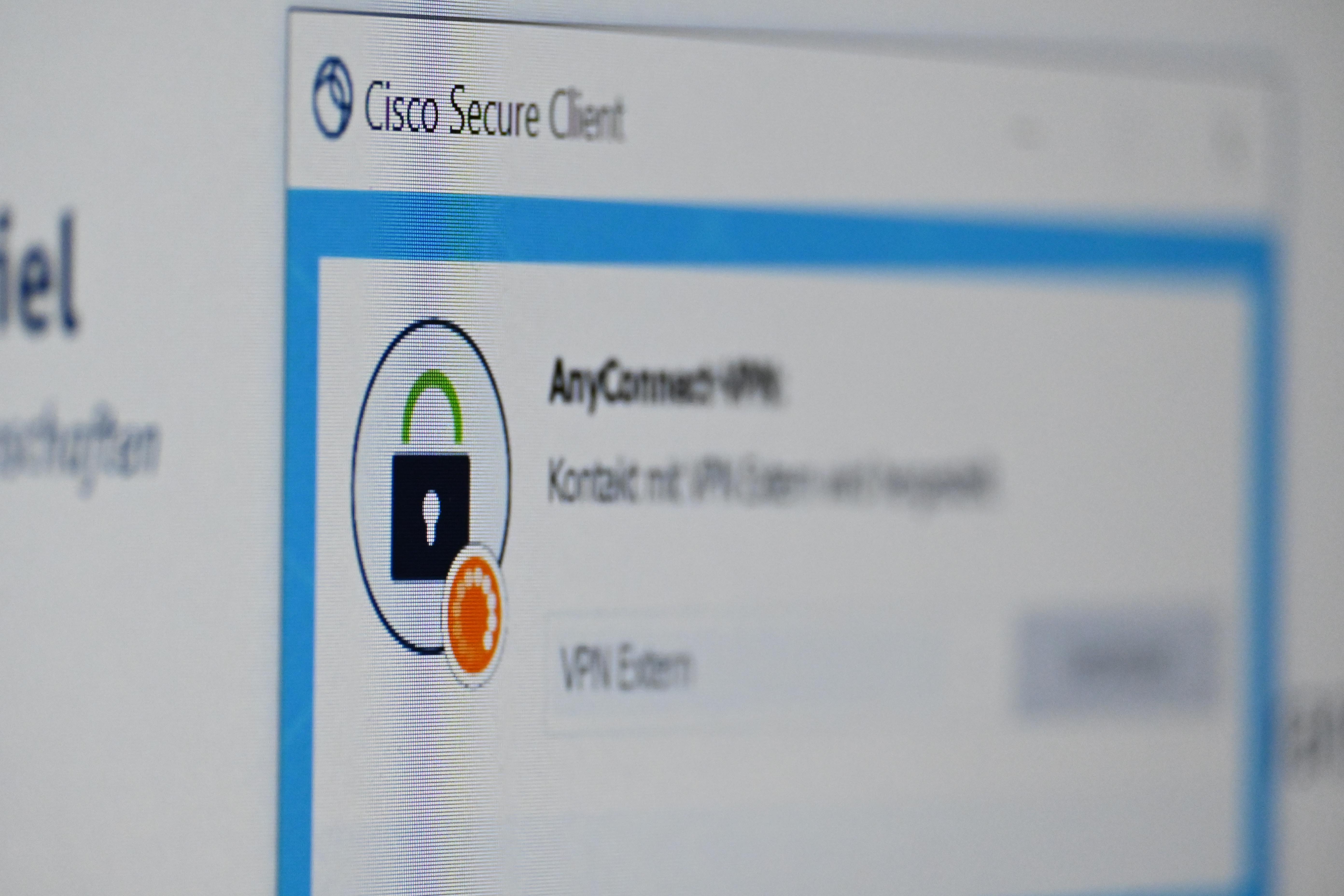 Screenshot showing the user interface of the Cisco Secure Client software.