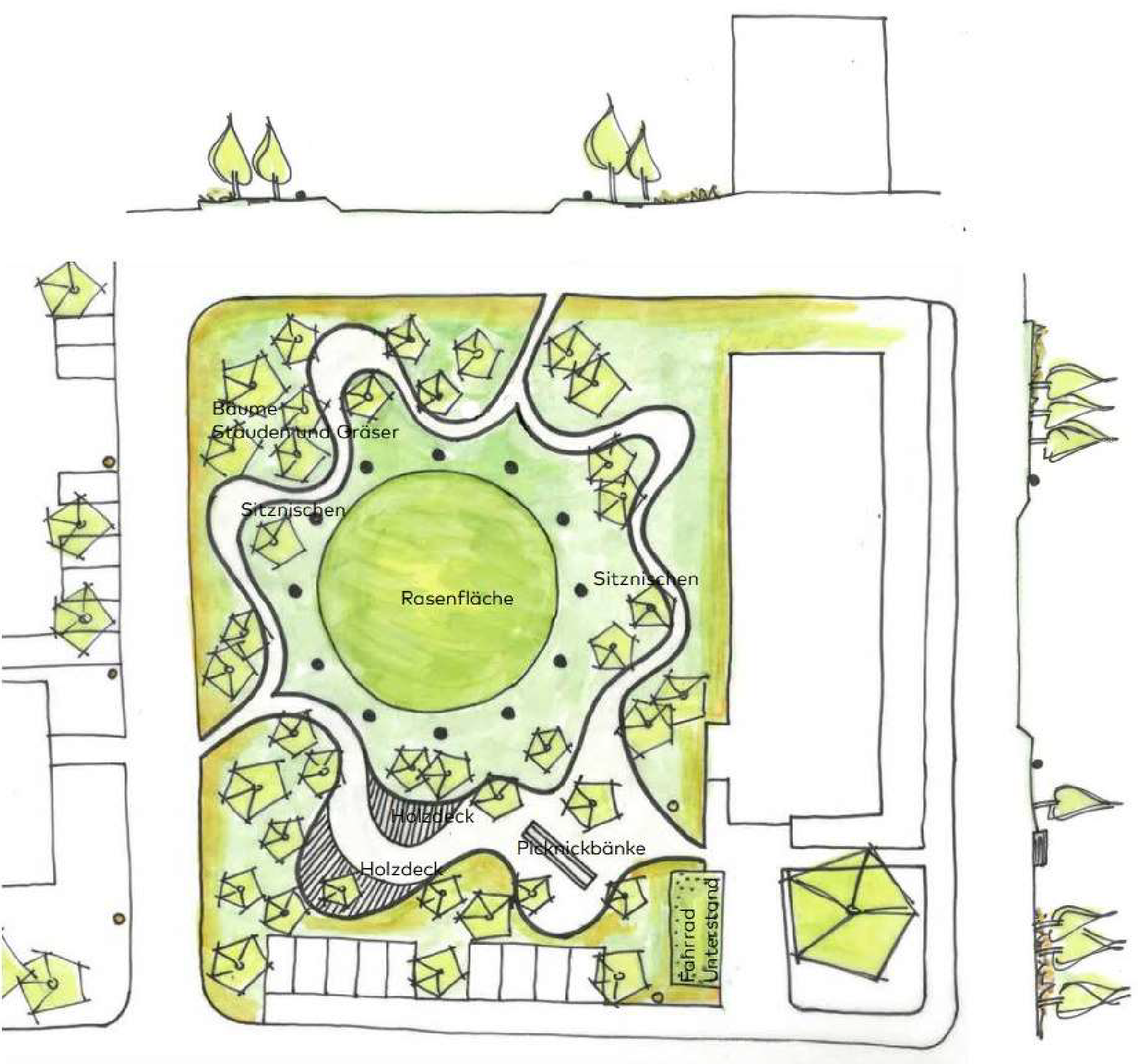 Zeichnung Max-Reichpietsch-Platz von oben