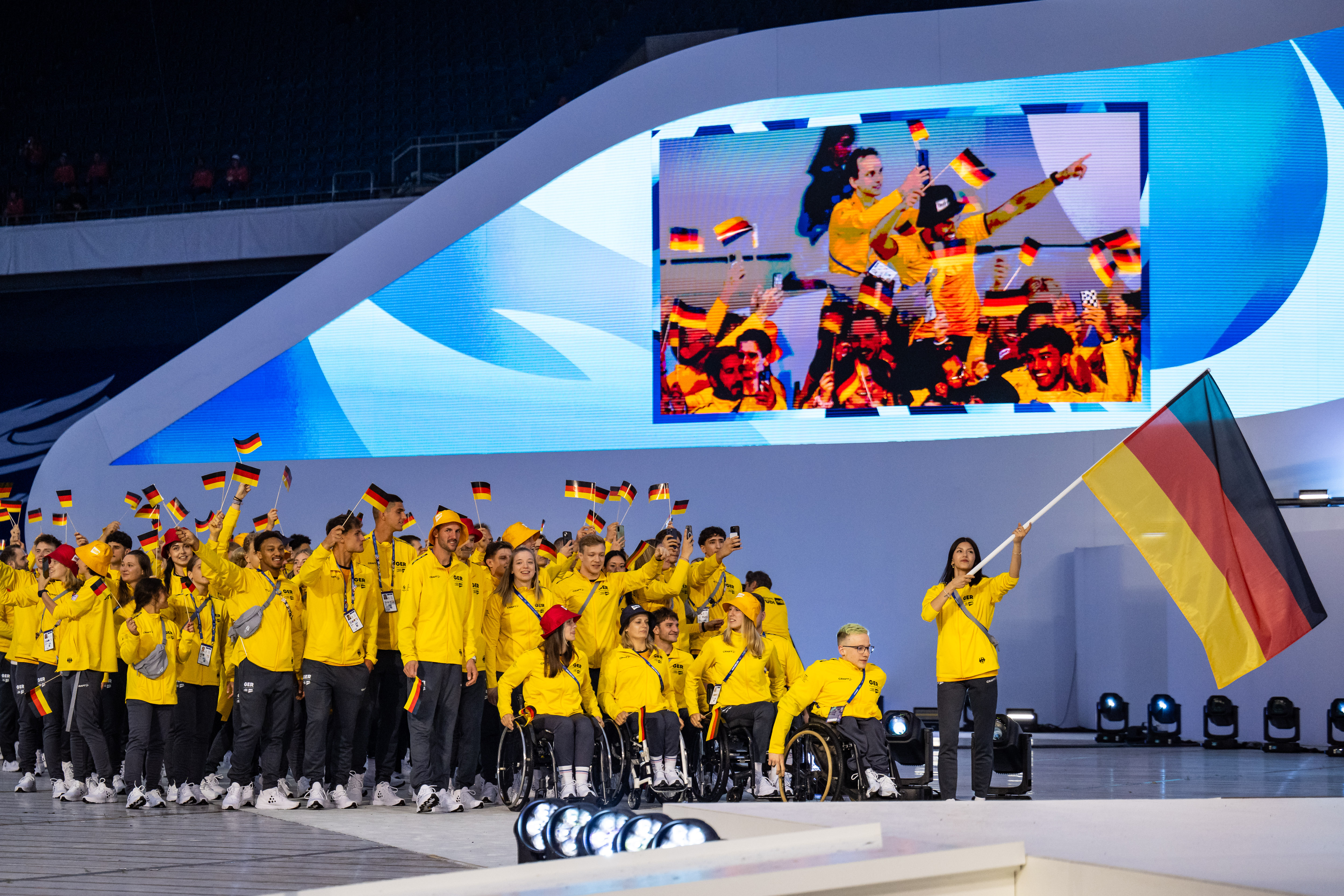 Das deutsche Team bei der Eröffnungsfeier der FISU World University Games. Das deutsche Team bei der Eröffnungsfeier der FISU World University Games.