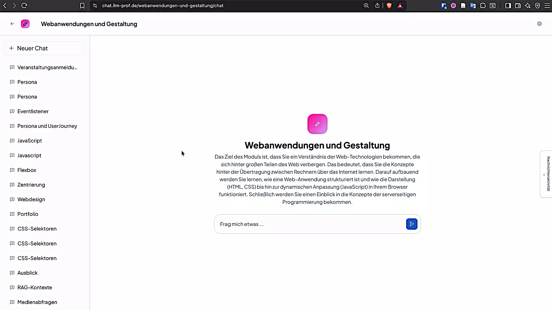 Ein Videobild, das die Funktionen von LLM Prof. zeigt.