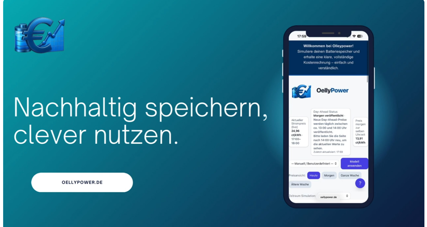 Ansicht der von Studierenden der HAW entwickelten App zur Batterspeicherung