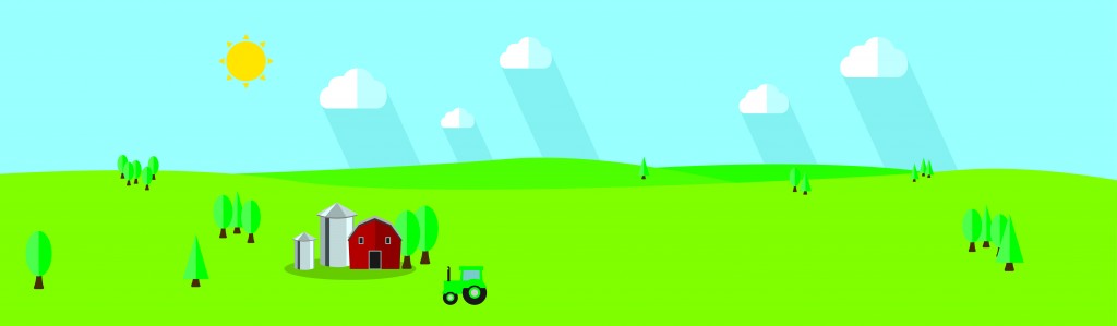 Die Grafik illustriert ein, auf einer Weide setehendes, rotes Haus.