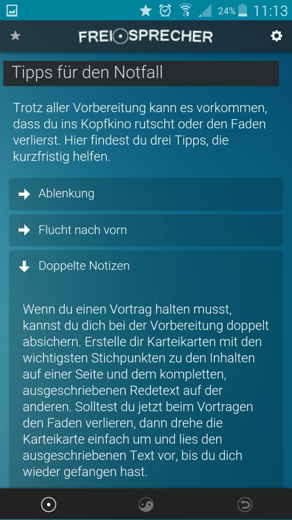 Die Bedienoberfläche einer App.