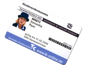 Die Grafik zeigt den Studierendenausweis von "Samantha Ryan".