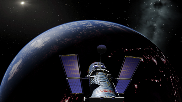 Hubble - Weltraumteleskop vor der Erde