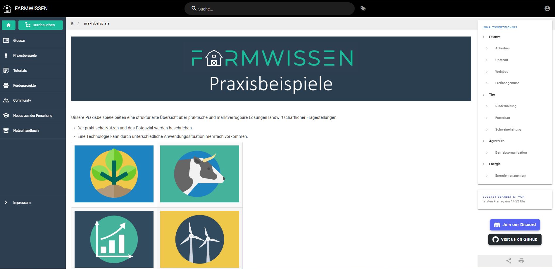 Screenshot der Website Farmwissen