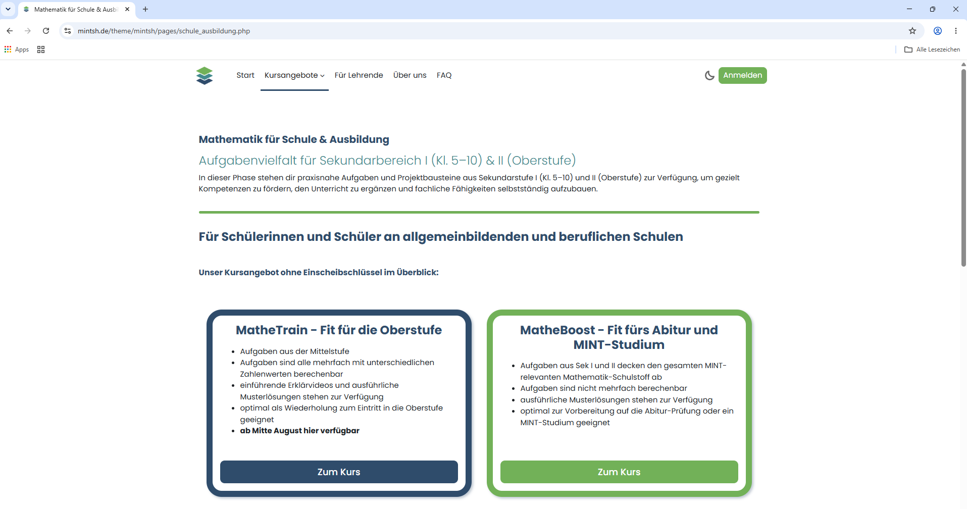 screenshot von Mintsh.de
